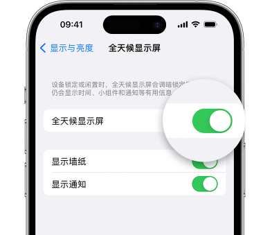 南丰苹果15预约维修分享iPhone15如何设置全天候显示屏幕可见 